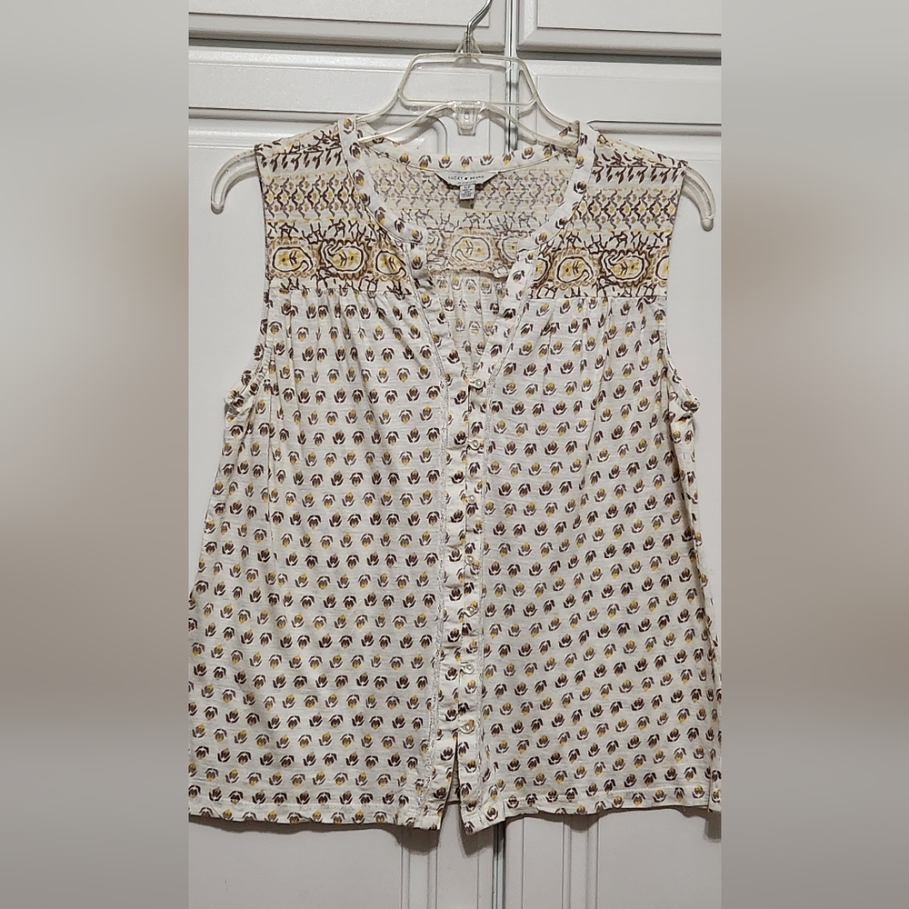Lucky brand Vanilla Print V Neck Top